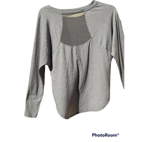 ATHLETA Gray Lightweight Long Sleeve Top XS Sheer Back Athleisure - Picture 2 of 5